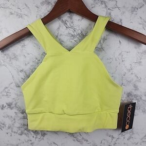 Becca Women's Compression V Neck Cropped Tank Sports Bra Bright Yellow Size XS